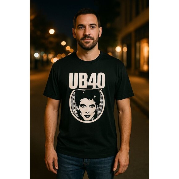 A4 David Bowie UB40 UB40 Retro Graphic Black Band Tee Vintage Inspired Concert - Picture 10 of 10